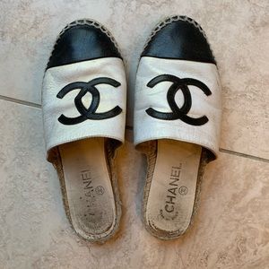 For Sam - white/black espadrille slides (size 36)